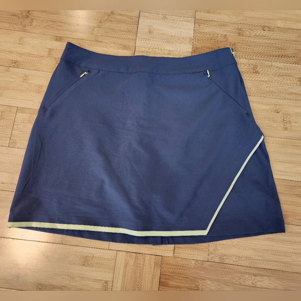 Slazenger Navy Mini Skort with Pale Yellow Trim